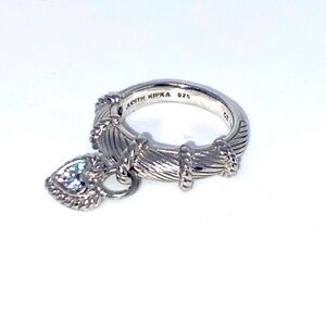 Judith Ripka Dangle Heart Charm Sterling Ring